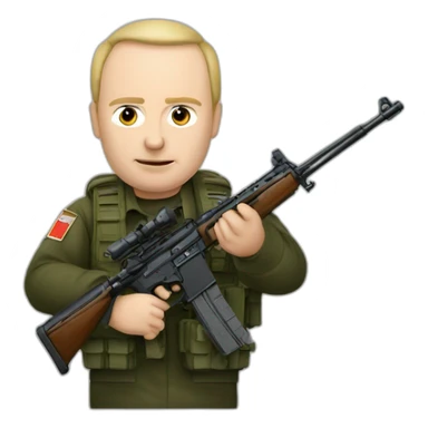 Vladimir poutine avec un fusil et un drapeau russe sticker