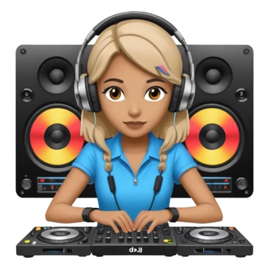 woman dj with setup sticker