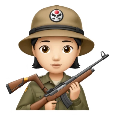 tung tung tung sahur met zijn kap aan en een geweer in zijn hand sticker