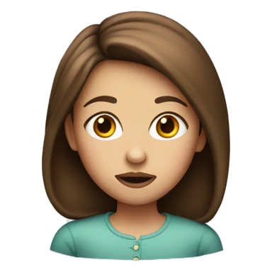 A girl with inflated lips and brown hair sticker