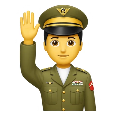 Eine salutierenden Emoji (Hautfarbe: gelb ) in Armee Klamotten männlich; salutierend mit der rechten Hand und auf der Höhe der Stirn sticker