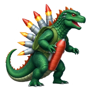 Godzilla flying a rocket pack sticker