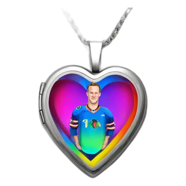 Jonathan Toews in rainbow heart locket sticker