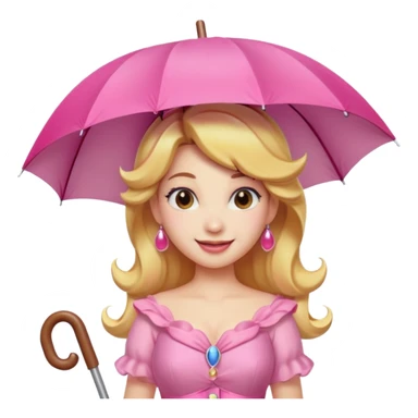 princess peach with a pink umbrella  sticker