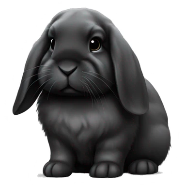 black holland lop bunny rabbit sad tired with white spot on nose and white spot on top of head sticker