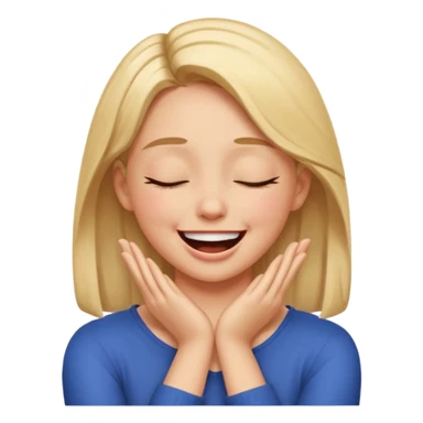 girl with hands on neck crossed laughing eyes closed sticker