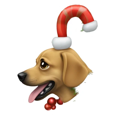 Dog that is stuck in a christmas tree sticker