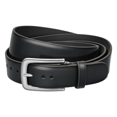 Black leather belt with silver belt buckle sticker
