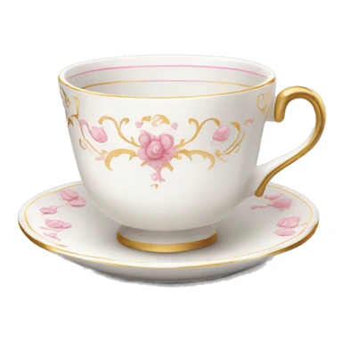 White porcelain teacup with pink and gold details sticker