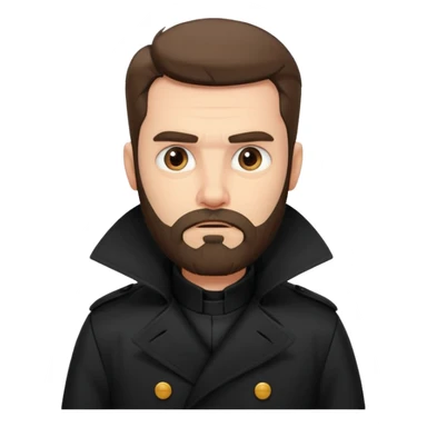 bearded man in black in black trenchcoat  sticker