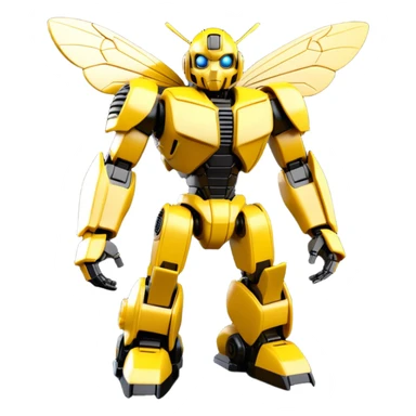 Clean 3D printable robotic bumblebee character, Bumblebee Transformers inspired design sticker