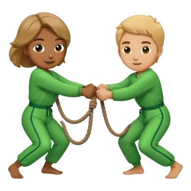 People in green jumpsuits playing tug-of-war sticker