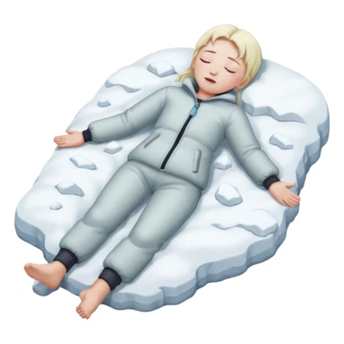 Frozen person dead in snow with close eyes full body  sticker