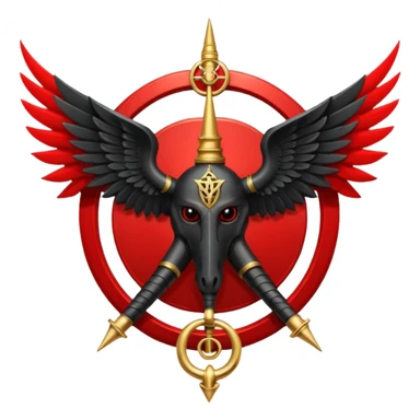 Holy Emblem with black wings and horn and red tetragrammaton in the middle sticker
