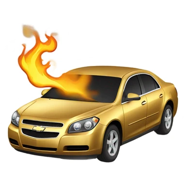 Gold 2008 Chevy Malibu on fire sticker