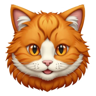 Orange cat head with black human hair on its head and white in the mouth  sticker