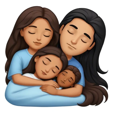 Caramel color latino Guy with long black hair sleeping with brown hair girl sticker