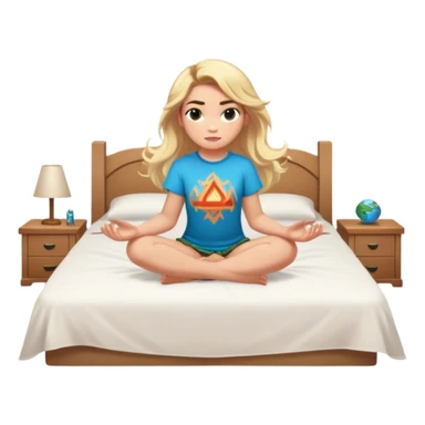 A girl their hair is floating and they have blonde hair and earth powers, and wearing a Moana shirt and they have superpowers and they are sitting on their bed sticker