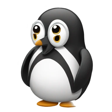 pengiun on computer (linux) sticker