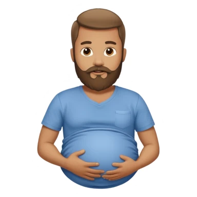 Bearded man rubbing pregnant belly poking out of shirt sticker
