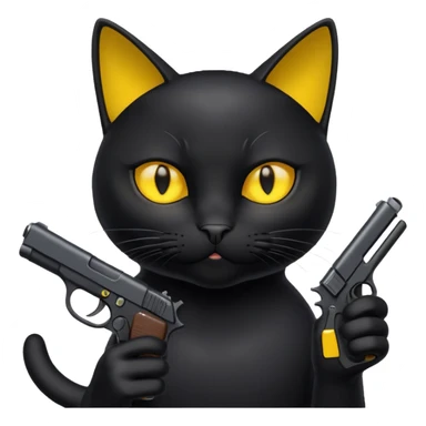 black cat pointing a gun at the screen sticker