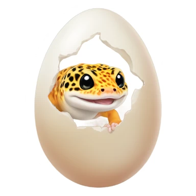 Orange leopard gecko emerges from egg sticker