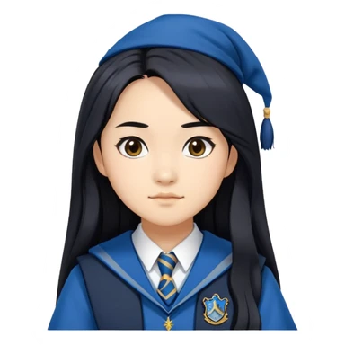 Cho Chang in harry potter, wear hogwarts Ravenclaw uniform, long black hair sticker