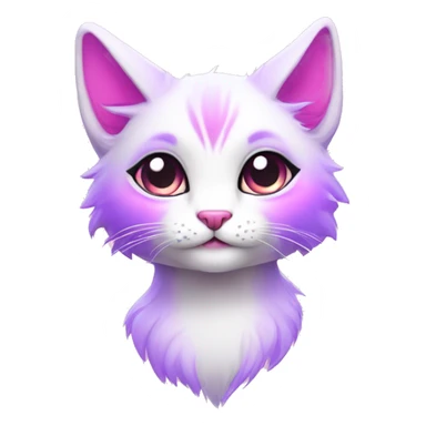 Kawaii colorful bright lilac-pink-white-gradient fantasy ethereal anthro feline fursona animal creature sticker