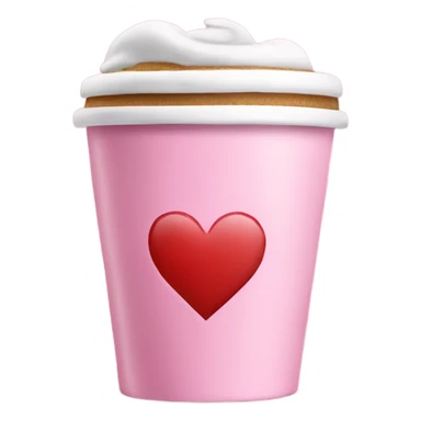 Pink coffe cup with heart  sticker