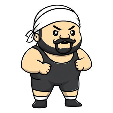 White skin fat guy with black durag, beard and mustache in wrestling singlet sticker
