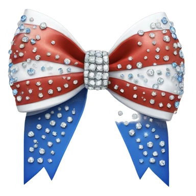 red blue and white bow with rhinestones  sticker