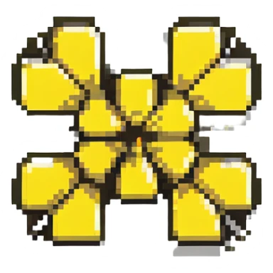 Pixel art radiation hazard warning trefoil symbol in yellow and black sticker