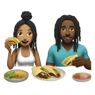 black man with dreads and latina wife eating tacos  sticker