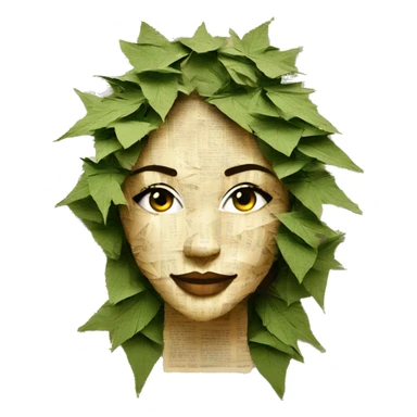  Photograph of Hemp 420 lady face made of 420 origami newspaper roses hemp leaves lantern fairy lights burning paper and hemp leaves in hair  sticker