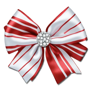 white and red candy cane striped satin bow with rhinestones in middle sticker