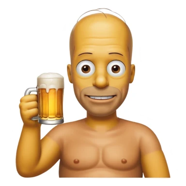 homer simpson no hair  smiling with a beer sticker
