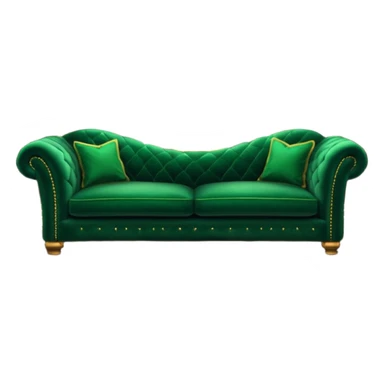 cozy emerald green sofa in the Slytherin common room with a fireplace in the background, magical atmosphere, emerald accents sticker