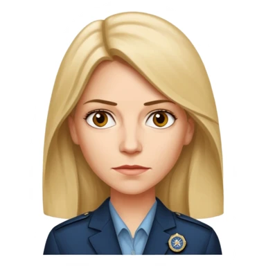 A CIA officer, looking like Carrie Mathison from the "Homeland" TV series, longer hair and CIA-like badge sticker