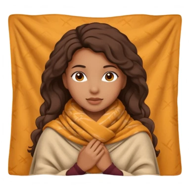 Cozy mixed girl in blanket for fall sticker