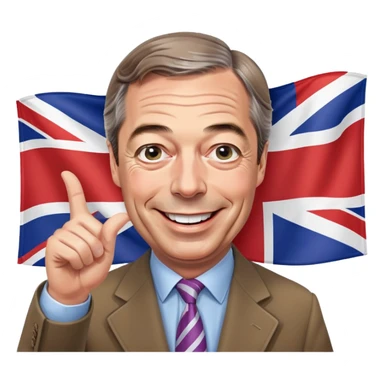 Nigel Farage waving a flag sticker