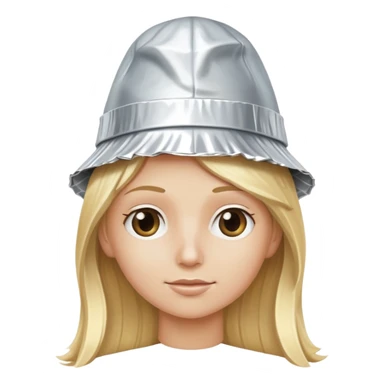 Blonde long hair Emoji wearing Tin foil hat sticker
