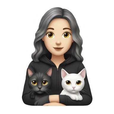 white girl with 2 cats  one dark grey and one black sticker