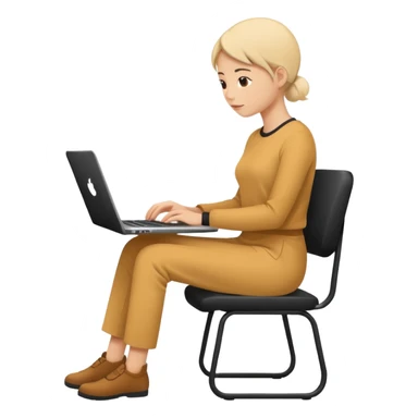 Minimalistic flat vector icon, iOS style, thin black contour on white background. Person silhouette sitting with a laptop, code brackets <> on the screen. Clean, no te sticker
