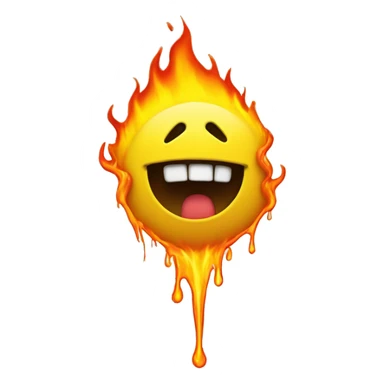 A yellow smiley face melting into a puddle and on fire 
 sticker