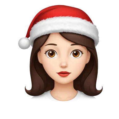 brunette woman with wearing Santa sticker