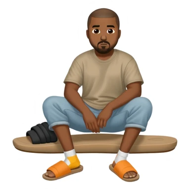kanye with yeezy slides with meh face  sticker