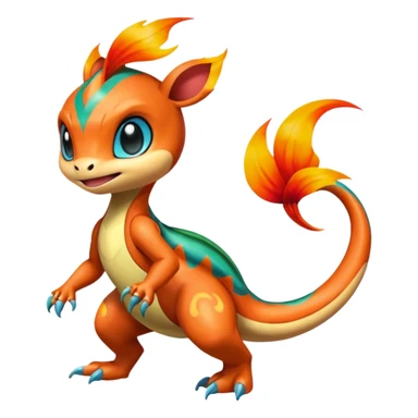 Colorful Exotic Meloetta-Charmander-Chimchar-Virizion-Venom-Stitch-Fakémon-creature-hybrid sticker