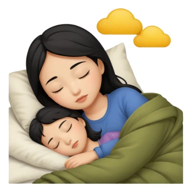 Black haired, olive-skinned Asian girl sleeping alone  sticker