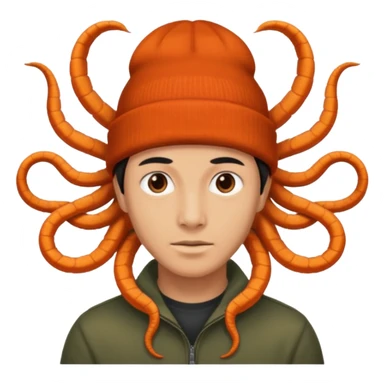 a person with multiple heads like a hydra, wearing beanies sticker
