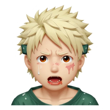 Katsuki Bakugo’s face showing physical delight and a blushed face with white glue splattered around his mouth With lots of drool. His eyes are rolled back with his eyebrows tilted back sticker
